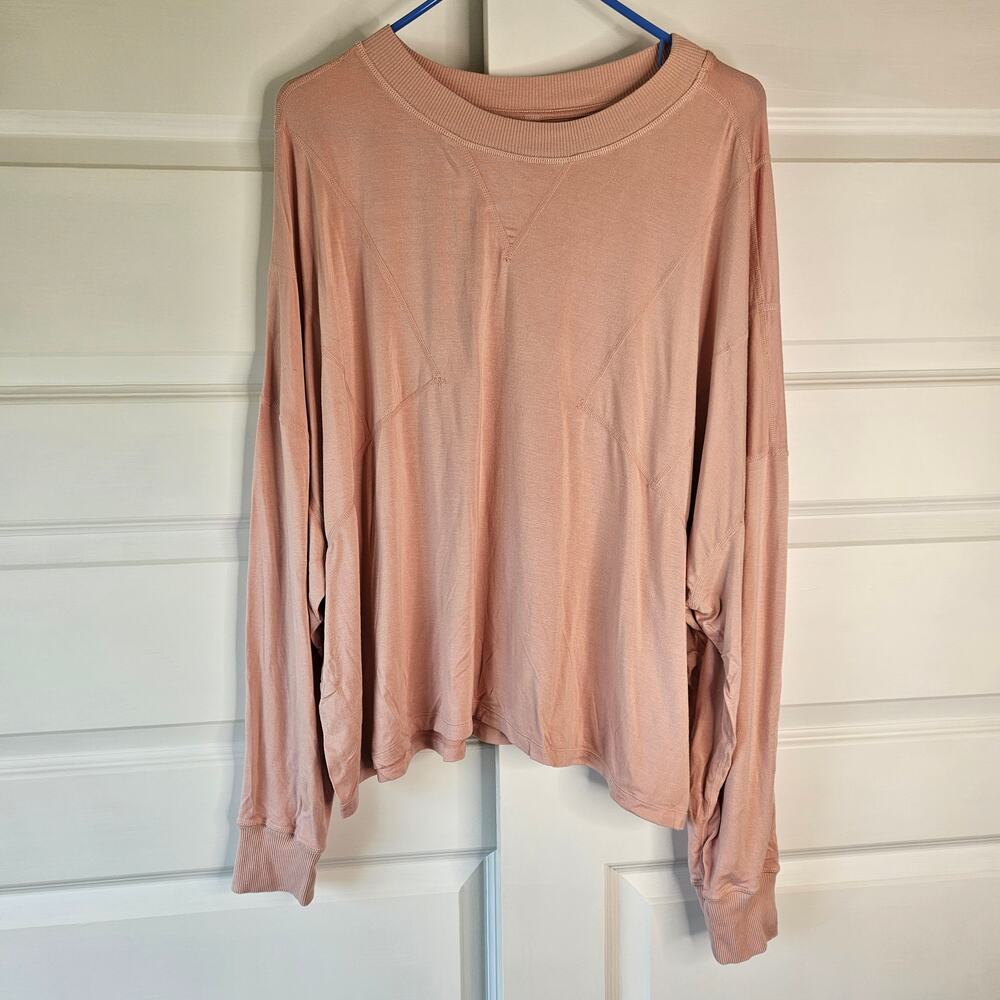 FP Movement Free People Slouchy Workout Long Sleeve Top Pink M